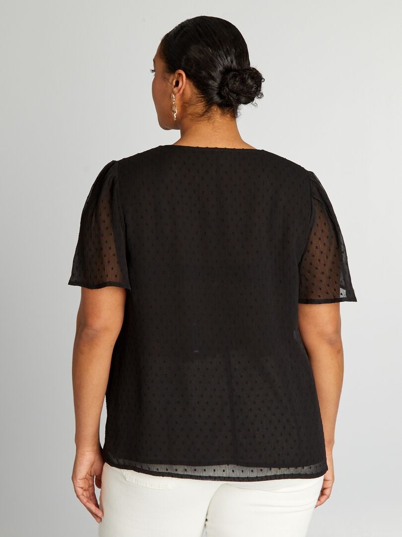 Blusa de gasa 'Plumetis' - negro