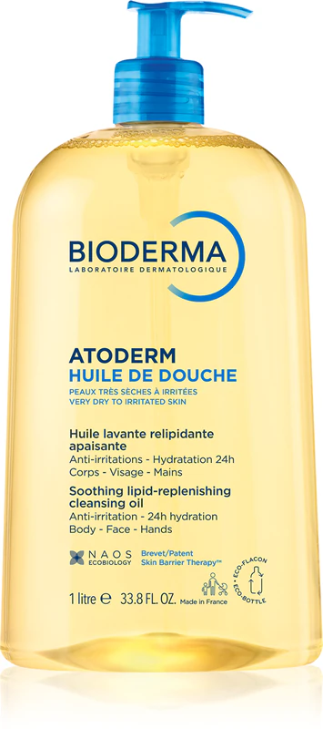 Bioderma Atoderm Doucheolie, een intens voedende en verzachtende doucheolie voor de droge en geïrriteerde huid.