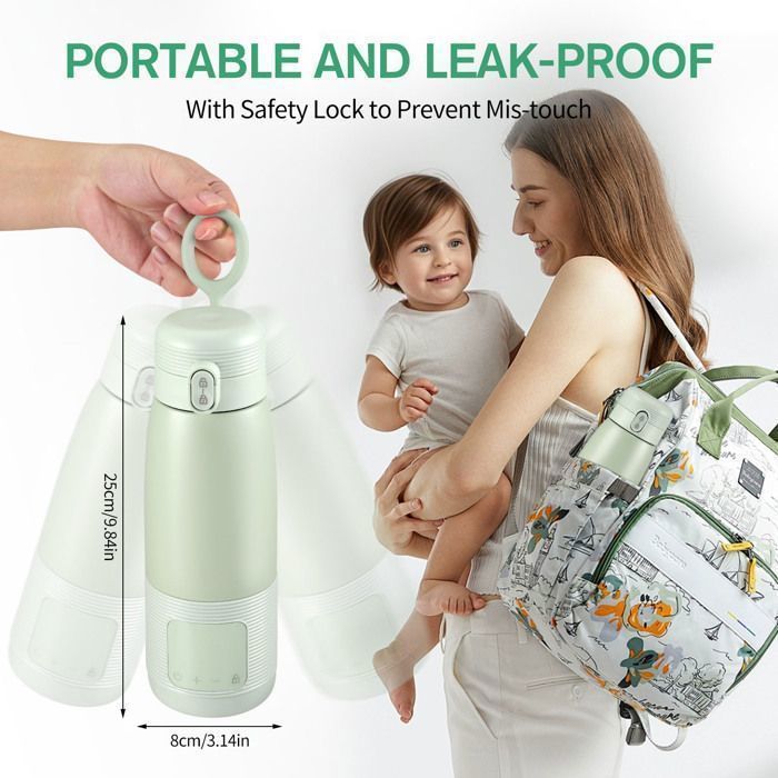 Aquecedor portátil de mamadeiras, aquecedor de água para carro de 500ml, aquecedor de alimentos para bebês com controle de temperatura para viagens (Etiqueta)