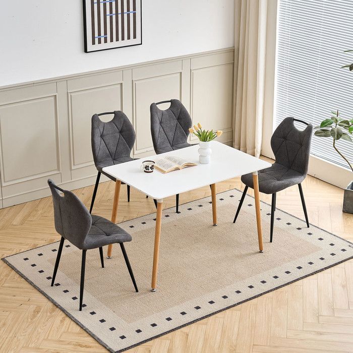 Lot de 4 chaises - DOWISDOLY - Chaise de Salle à Manger avec poignées - Vintage - Pieds en métal - Gris foncé