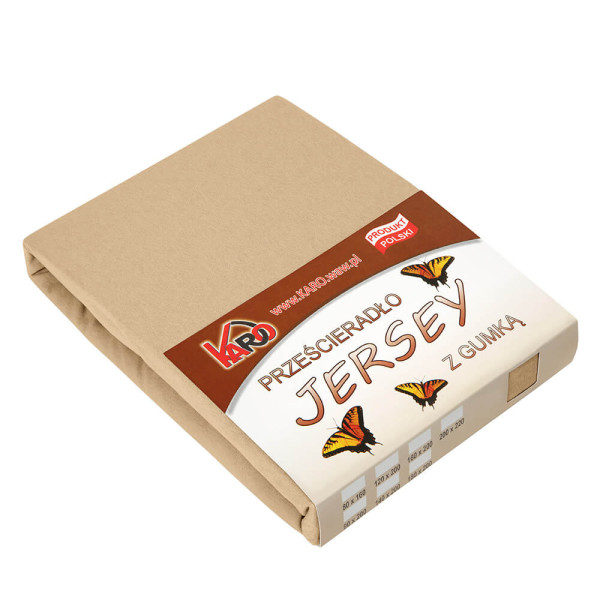 Prześcieradło jersey z gumką 160x200 beżowe 150g/m2 KARO