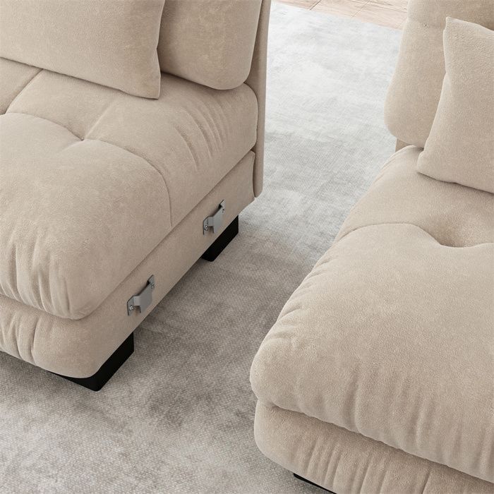 DRIPEX Canapé Cloud 4/5 places en forme de U pour salon,Canapé d'angle en chenille avec ottoman,313×145×81cm,Marron