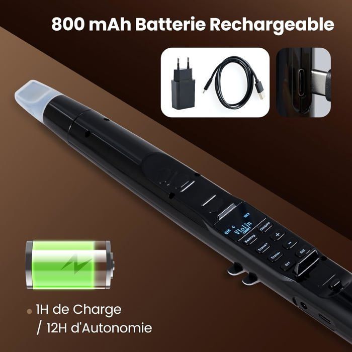 Saxofón electrónico GIANTEX con pantalla LED, MIDI, 100 sonidos, 2 digitaciones, 32 niveles de sensibilidad y 12 funciones de transposición.