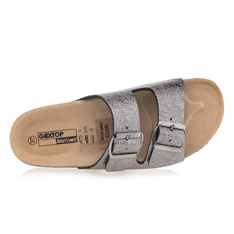 Graue Damensandalen / Zehenfreie Schuhe