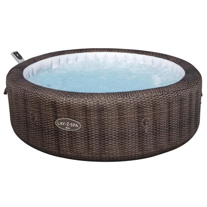 Spa hinchable BESTWAY - Lay-Z-Spa Bali - 180 chorros de aire - 216 x 71 cm - De 5 a 7 plazas - Redondo (cubierta, cartucho, difusor)