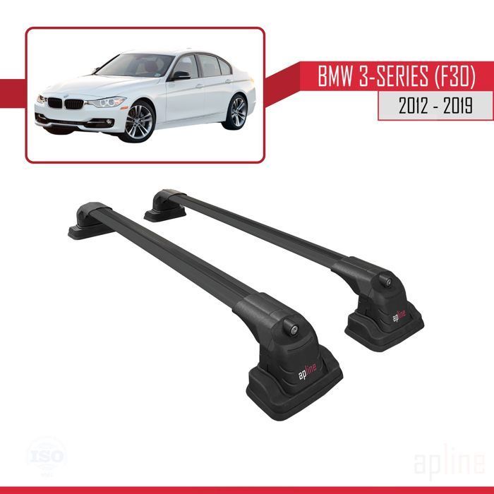 Barras de techo - ACE-3 - Compatibles con BMW Serie 3 (F30) 2012-2019 - Aluminio - Negro - 2 barras