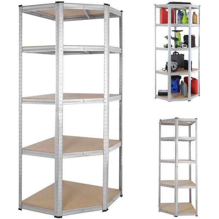 Estantería de acero y MDF de alta resistencia, 180x70x40 cm, 5 estantes modulares, máx. 875 kg, estantería de esquina para garaje, taller o herramientas de bricolaje.
