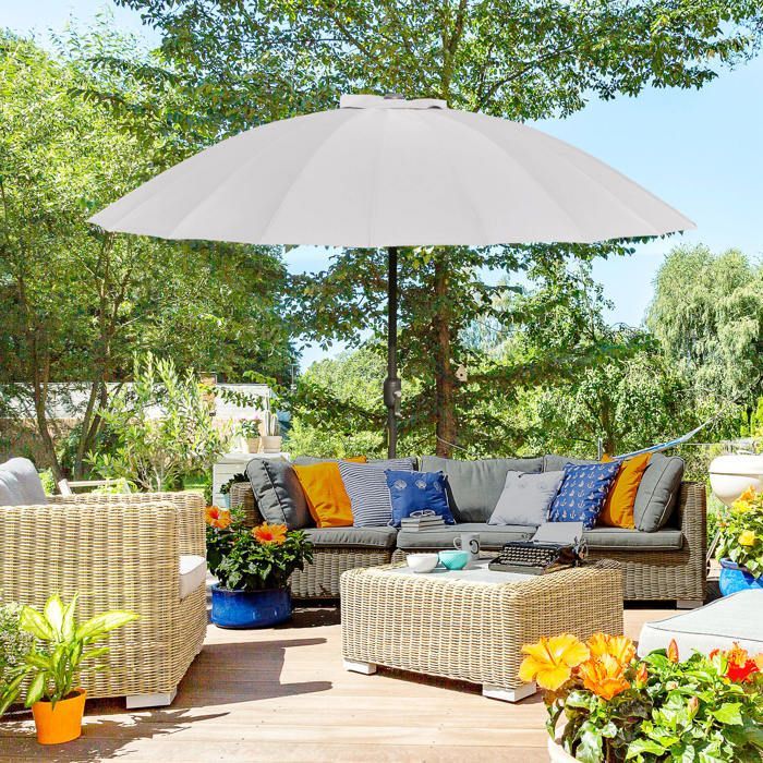 Outsunny - Ombrellone - Metallo - 250x250x240 cm - Grigio chiaro