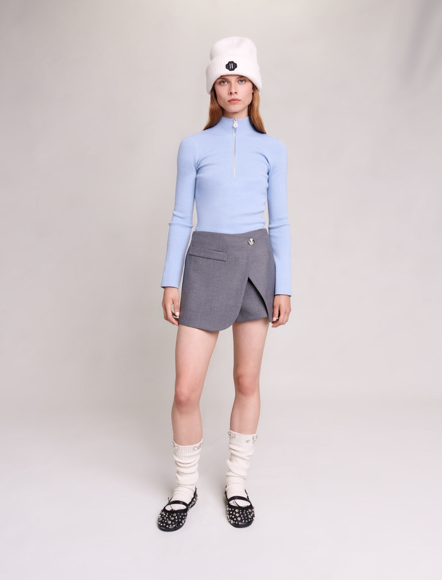 Pantaloni culotte asimetrici - Gri