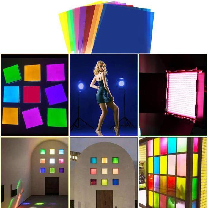 14 Pieces Gel Correction Filter 29.7x21cm Transparent Color Gel Filter Sheet for Flash, LED Light, and Film
