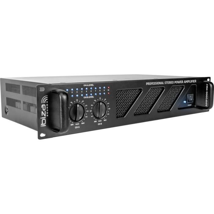 Sound amplifier - IBIZA SOUND - AMP2000-MKII - 2 x 1500W (4Ω) - 19'' 2U rack - RCA/Jack inputs