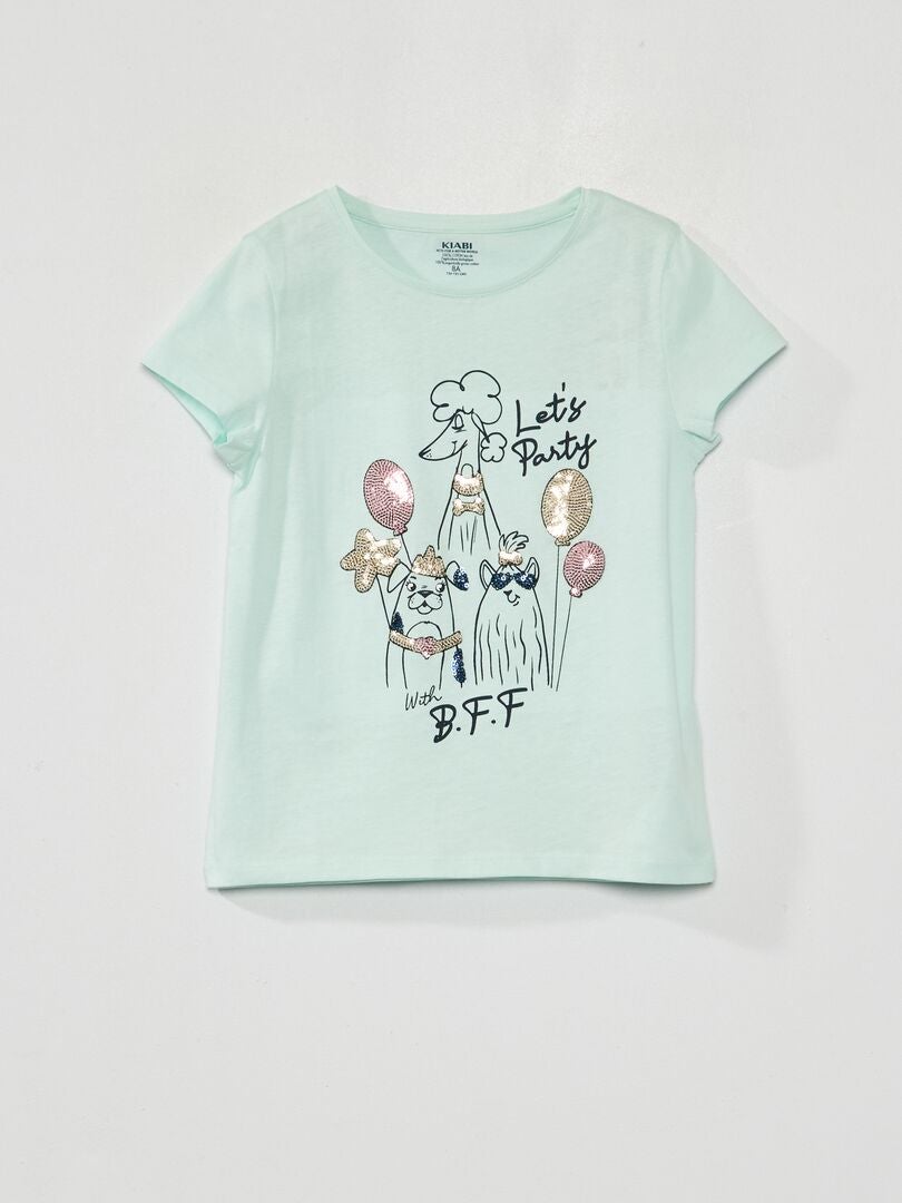 Camiseta de punto con decoración divertida - AZUL