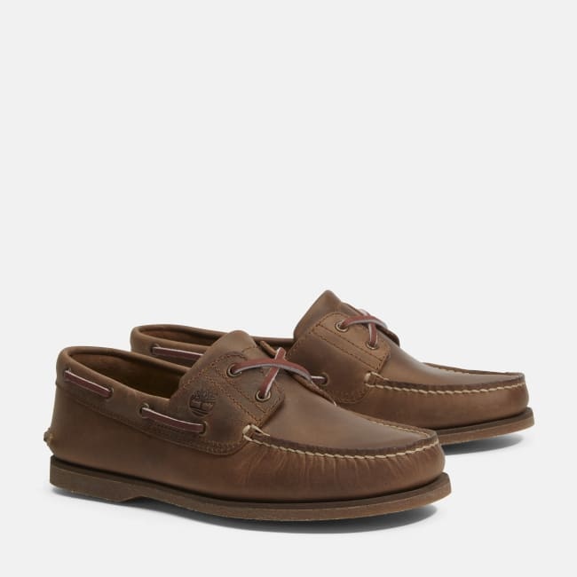 Scarpa da Barca in Pelle Classic da Uomo in                marrone scuro