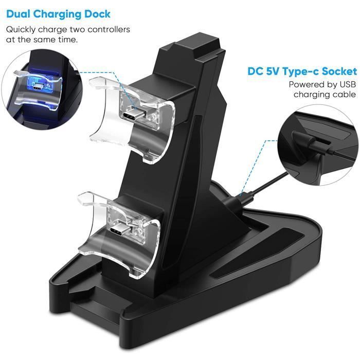 Chargeur Pour Manette PS5 Controller, Chargeur Support Station Compatible avec Sony Playstation 5 avec Indicateur LED