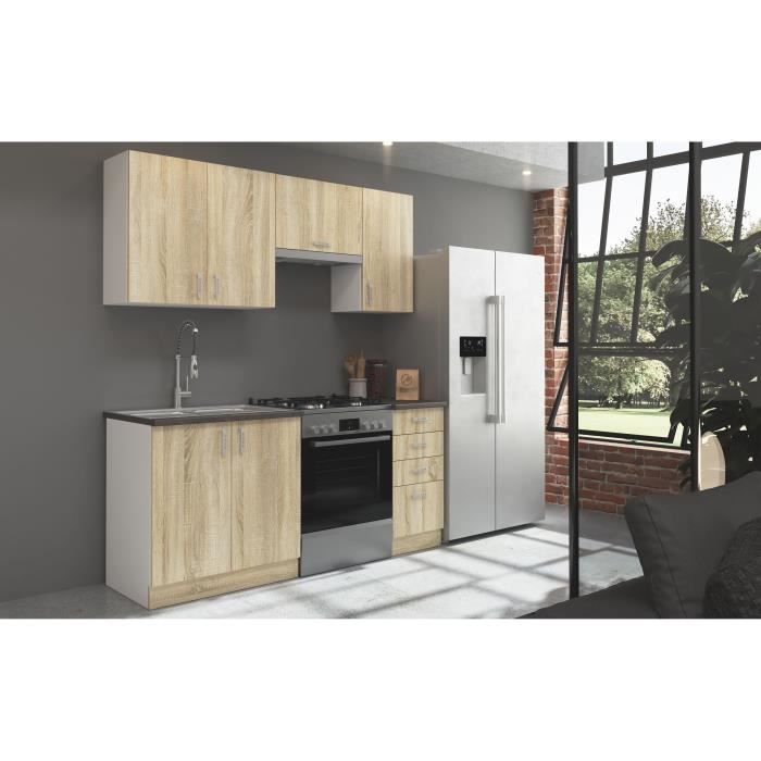 Cocina modular completa SARA - 5 elementos - Acabado roble Sonoma - Ancho 180 cm - Encimera no incluida