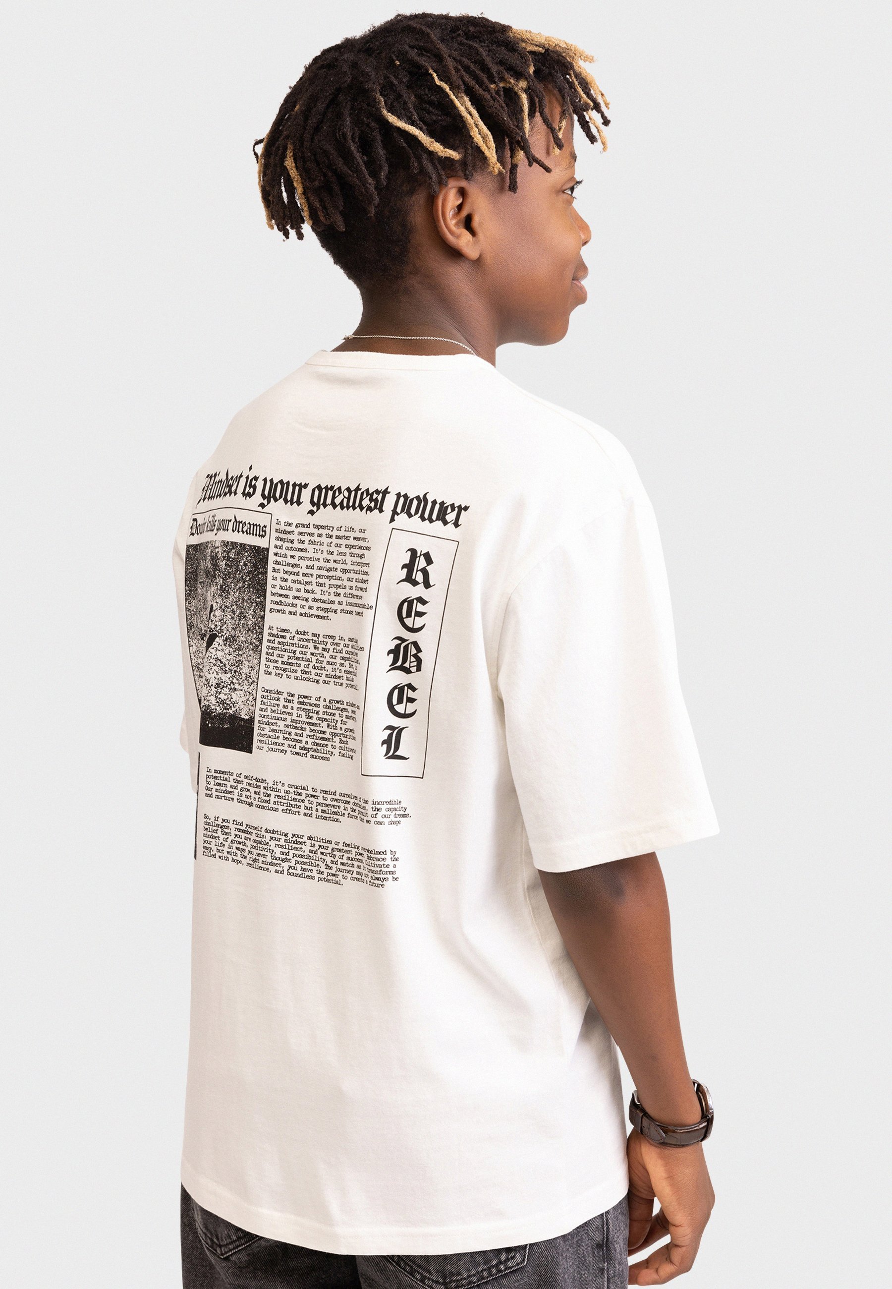Redefined Rebel TEEMIR TEE OVERSIZED FIT - T-shirt met print - sneeuwwit