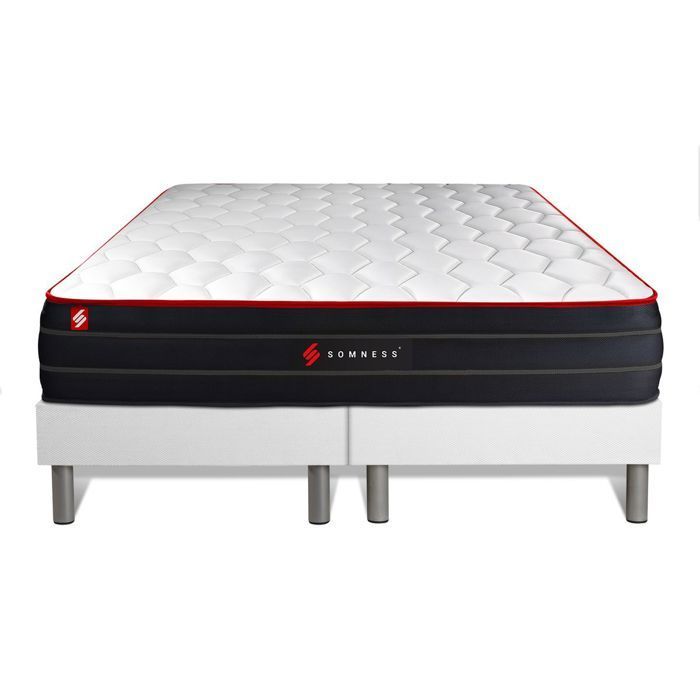 Conjunto de base de cama de casal + colchão BOOST de molas ensacadas e espuma viscoelástica 200x200