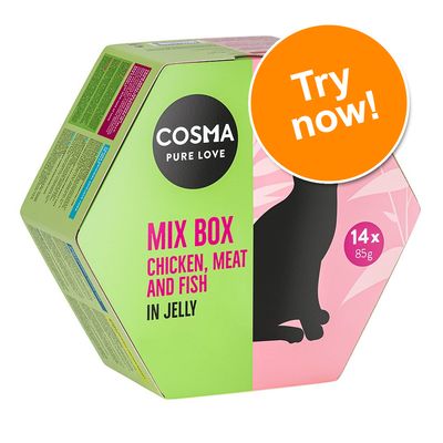 14 boîtes de 85 g de nourriture humide pour chat Cosma Mix - Prix spécial !*