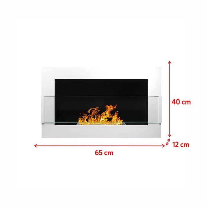 Chimenea de bioetanol - ASTRALIS - 65x40 cm - blanco brillante - acero - estilo moderno