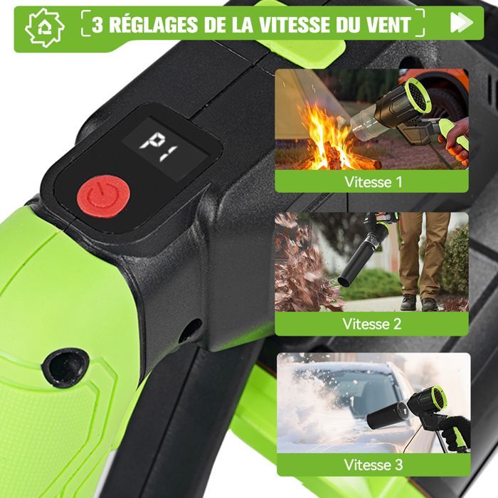 2-in-1 Blower - ONEGREEN - 45000 RPM Cordless - Brushless Motor - 58 m/s (210 km/h) - 2 x 3Ah