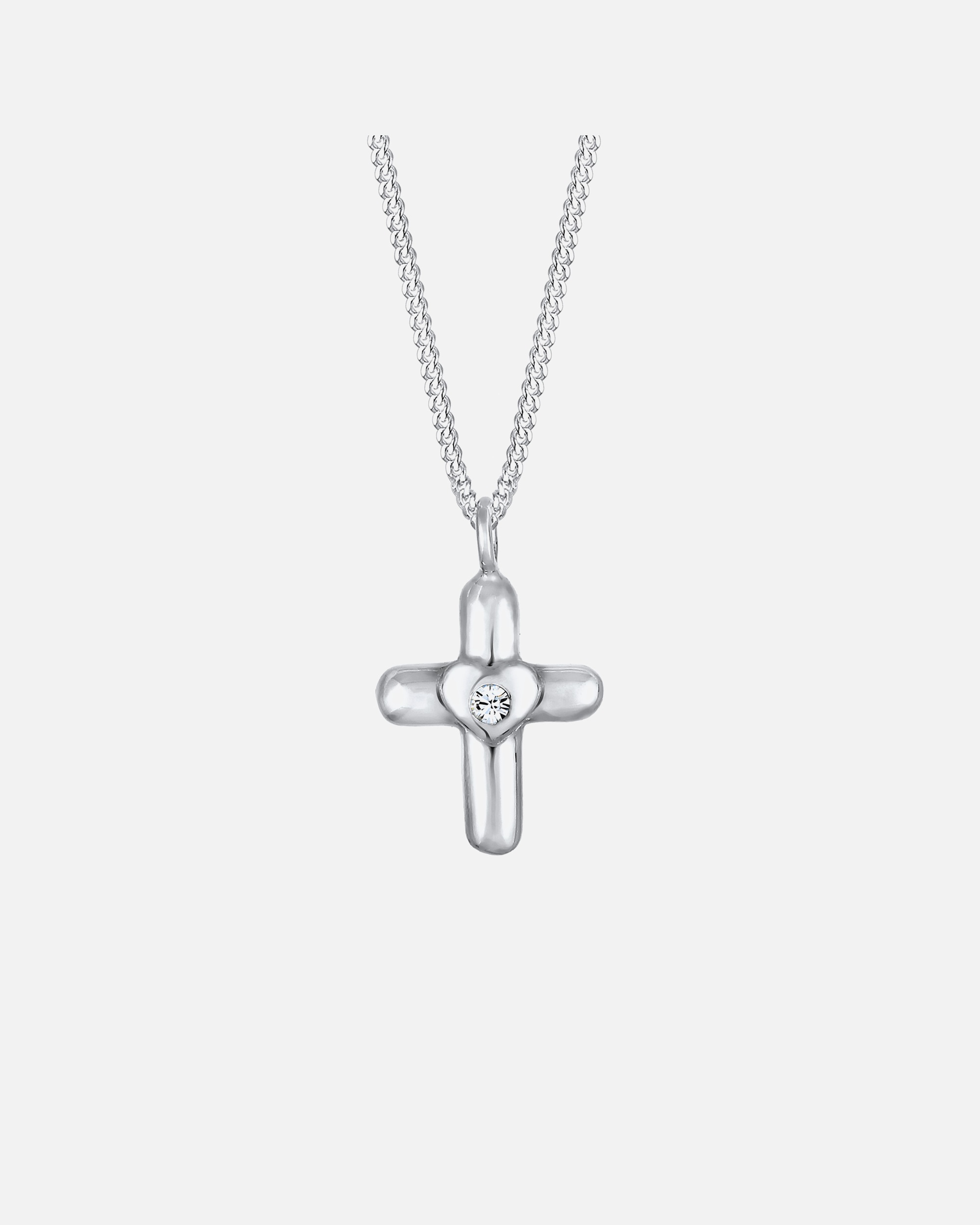 Elli Enfants Croix Cœur mignon avec cristaux en argent sterling 925