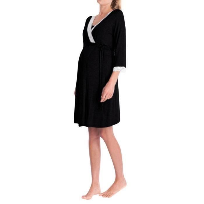Funmoon Women's Lace Maternity Nurse Long Sleeve Baby Dress Pajamas