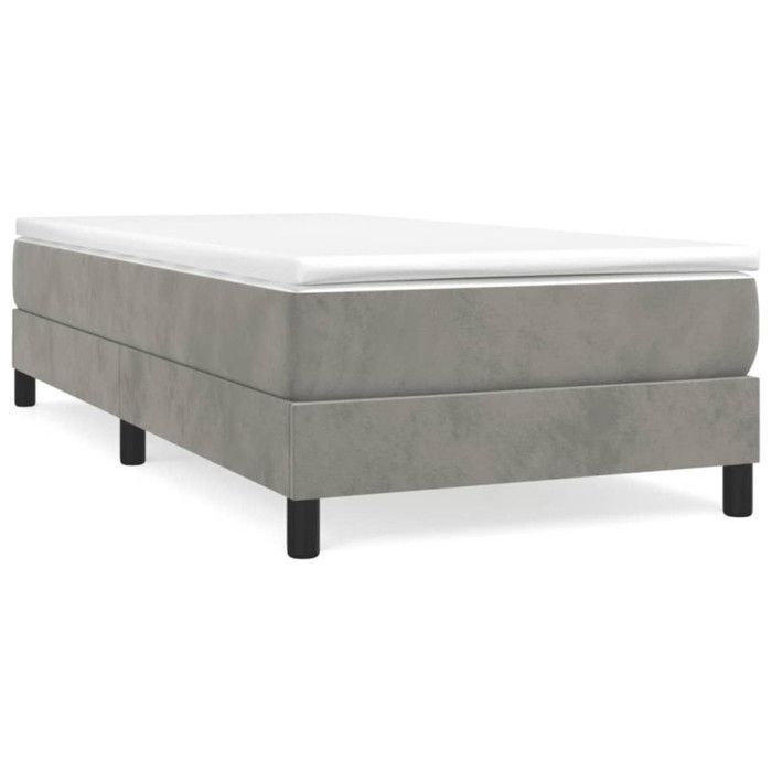 3120742 vidaXL Base de cama com molas, cinza claro, 90x190 cm, veludo