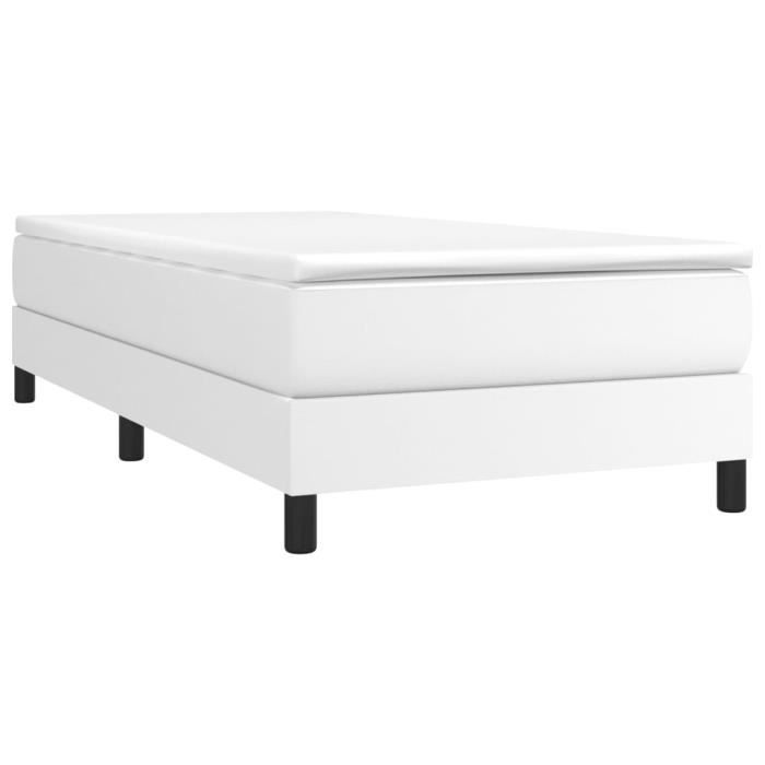 3120671 vidaXL Base de cama blanca de piel sintética de 90x190 cm con muelles