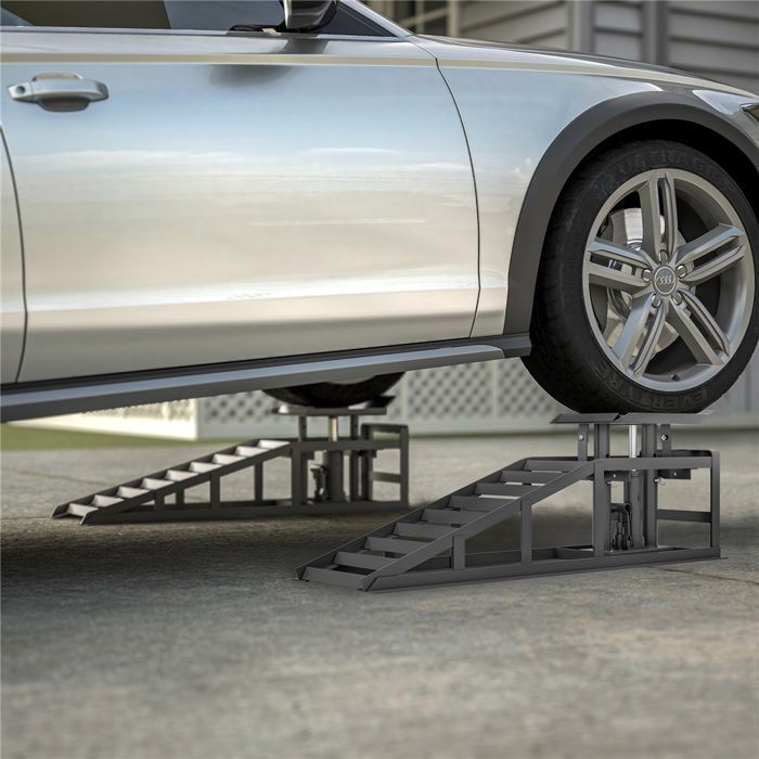 Paire de Rampes de Levage Réglables : Rampes pour Voiture 2 Tonnes, Acier Robuste, Hauteur Ajustable, Idéal Entretien et Réparation