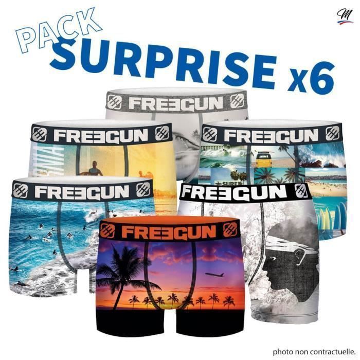 Paquete de 6 calzoncillos bóxer premium para niño - FREEGUN - Microfibra - Multicolor