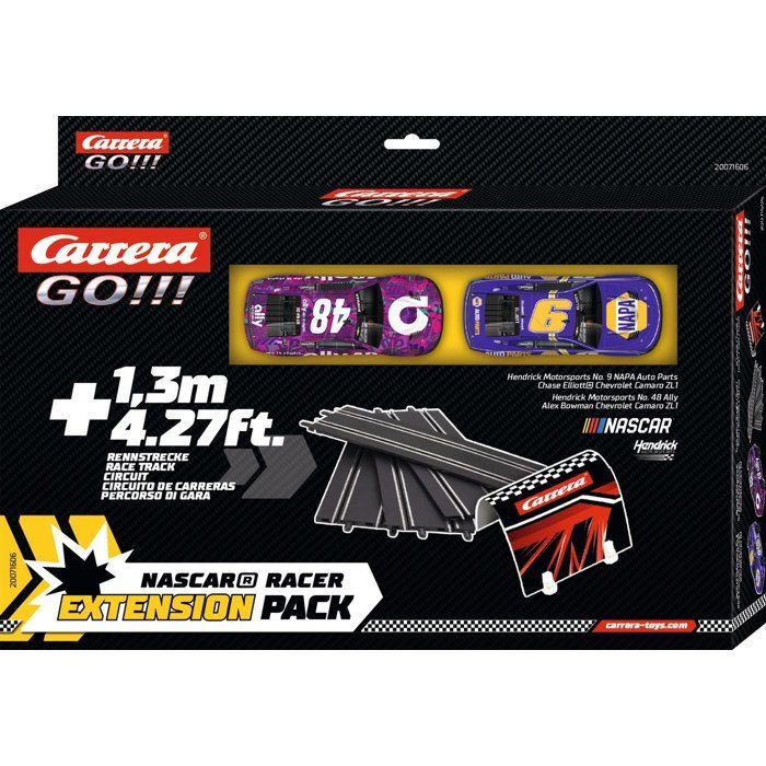 CARRERA GO!!! Kit di espansione Circuito e Auto - Set di espansione 2 - 2 Auto NASCAR - Scala 1:43 - Età 6+