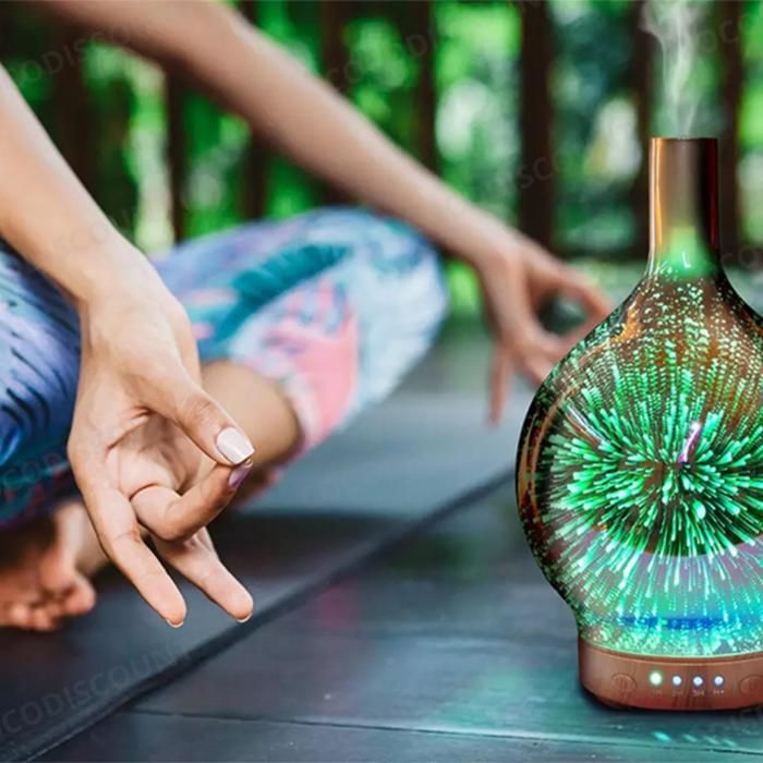 Cobye - 120ml Glazen Aromatherapie Luchtbevochtiger - 3D RGB LED Essentiële Olie Diffuser met Nachtlampje en Timer