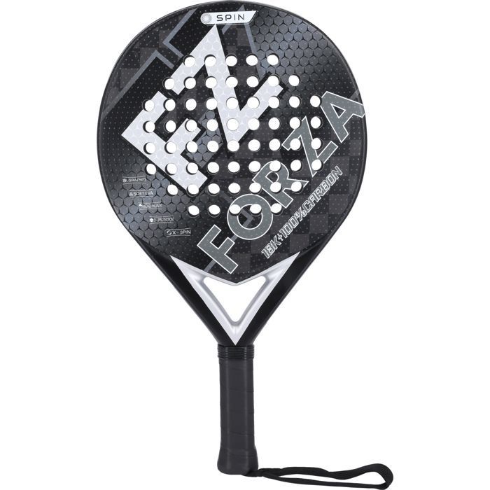 Padel racket - FZ FORZA - Brace Spin - 18K woven graphite - 3D printed surface - Soft EVA foam - Round shape - Black
