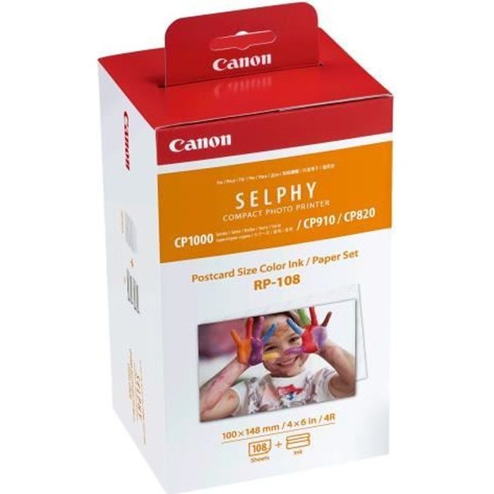Canon RP-108 1 kit cassette à ruban d'impression + papier pour SELPHY CP1000, CP1200, CP910
