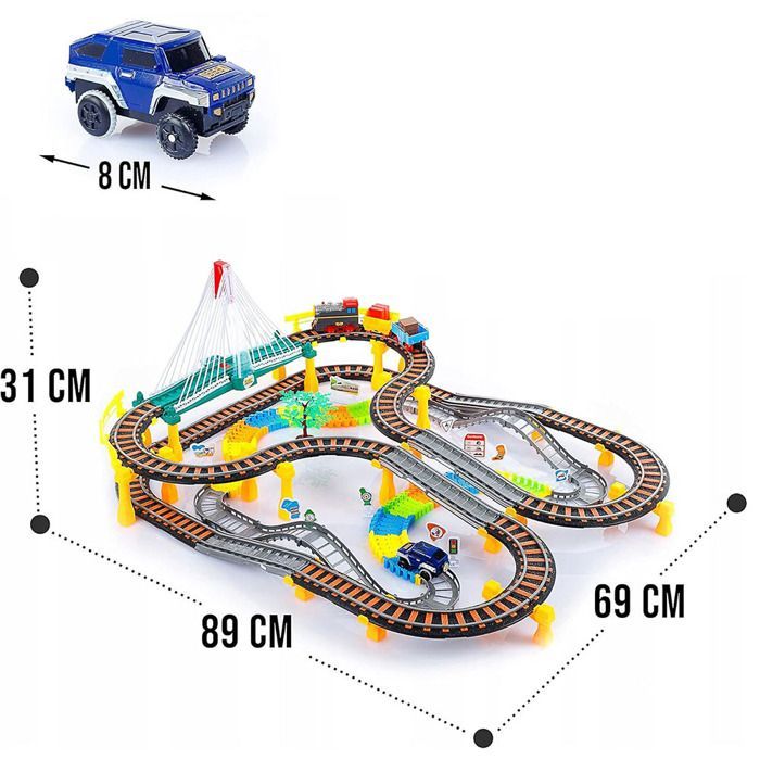 Circuit Électrique Garçons 3 4 5 6 Ans, MARSEE Jouet de Piste avec Voitures et Accessoires, Cadeau Noël pour Enfants