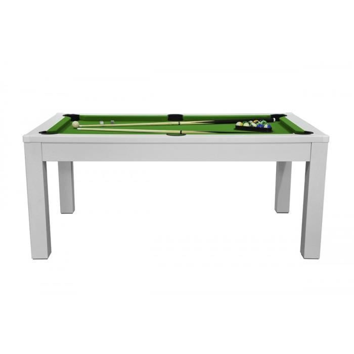 Table de billard convertible en table à manger - Meyer - 6FT - Blanc - Tapis Vert