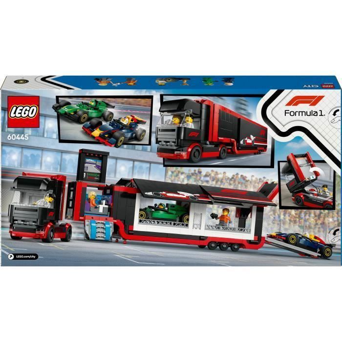 LEGO City 60445 F1 Truck with RB20 and AMR24 F1 Cars - Toy for boys aged 8 and up