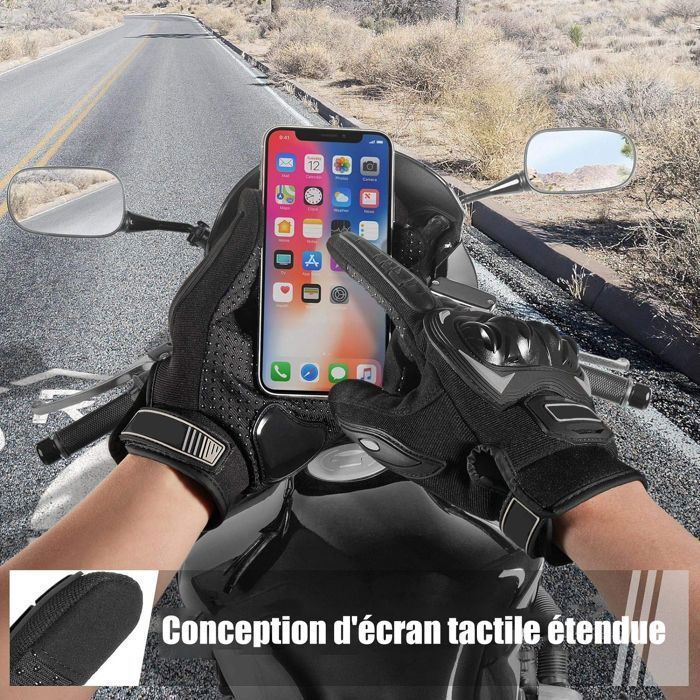 Guantes de moto, guantes de dedos completos para pantallas táctiles para carreras de motos, escalada, caza, motocross y otros deportes al aire libre.