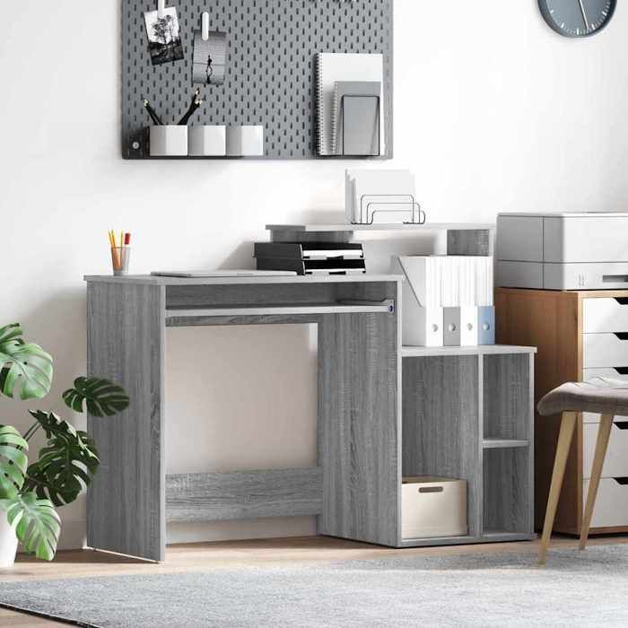 Scrivania Sonoma grigia con contenitore 120,5 x 44 x 88,5 cm - Stile contemporaneo
