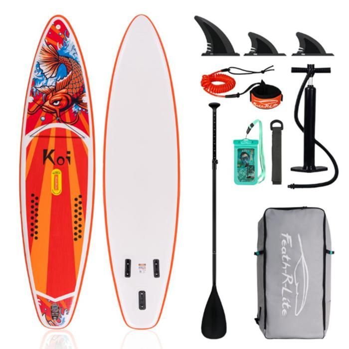 FunWater-Planche de Paddle Gonflable Antidérapante, Sports Aquatiques, 335x83x15cm,Carpe