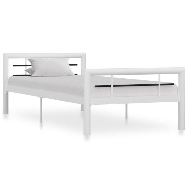 Łóżko Metalowe Rama Łóżka Ze Stelażem Do Pokoju Sypialni Czarna 90x200 cm