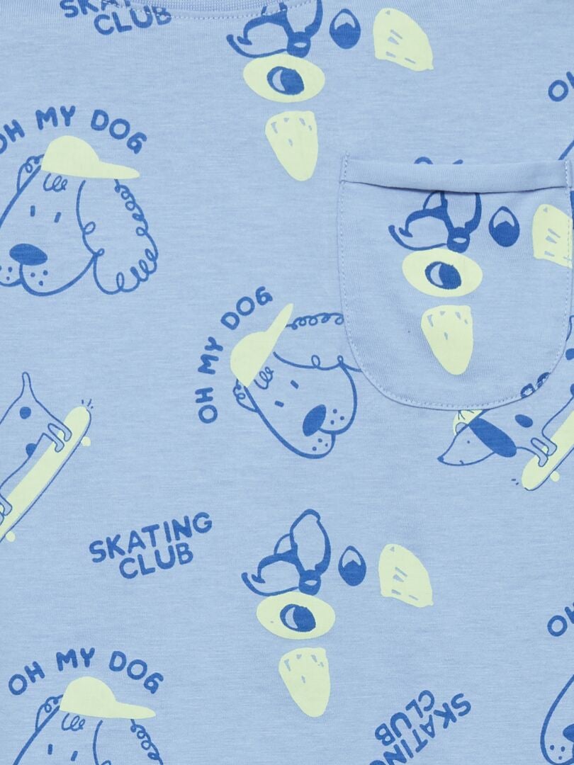 Bedrukt T-shirt met borstzak - BLAUW
