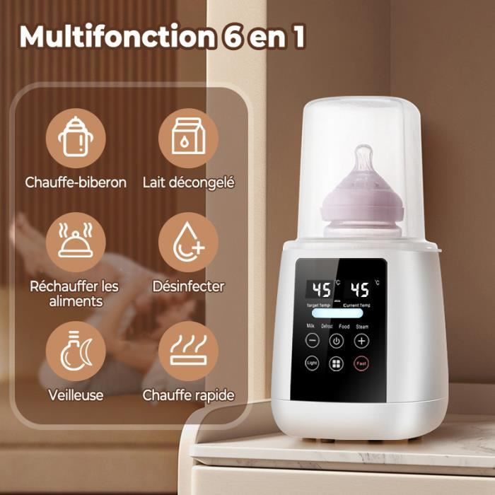JOULLI 6-in-1 elektrische flessenwarmer - Snel opwarmen van babymelk, voedselwarmer en multifunctionele sterilisator