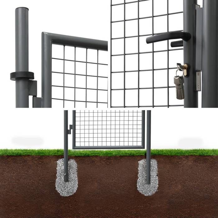 Portillon de jardin en métal anthracite. Double sens d'ouverture. Avec serrure et poignée 150x87cm