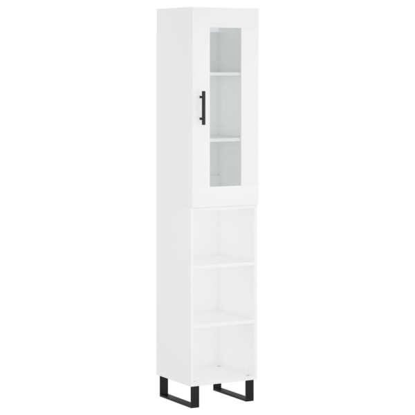Szafka Biała z Drzwiami Szklanymi z Półkami 34.5x34x180 cm   do Salonu