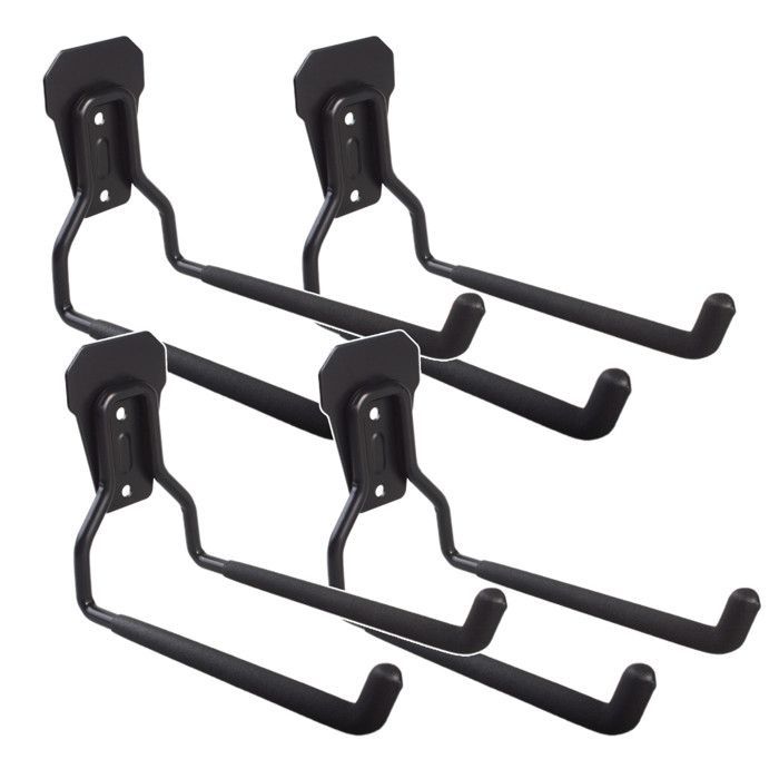 Soporte de pared para garaje - Maclean - MC-440 - Acero - Carga máxima 35 kg - Negro - 4 piezas