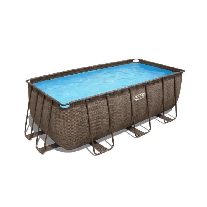 Kit de piscina tubular elevada BESTWAY - Power Steel™ - 412 x 201 x 122 cm - Rectangular (Filtro de arena, escalera, difusor)