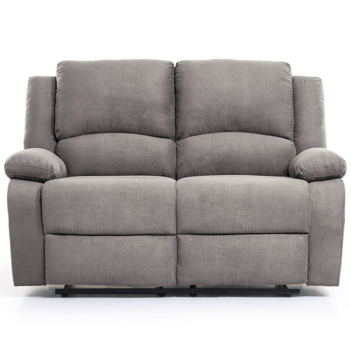 Sofá reclinable de 2 plazas LEO en microfibra - Gris - 143 x 93 x 96 cm - LOUNGITUDE