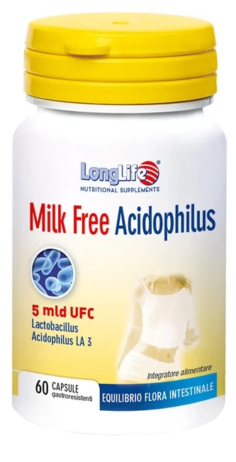 Long Life LongLife zuivelvrij voedingssupplement Acidophilus Lactic Ferments 60 capsules Voor een goede spijsvertering