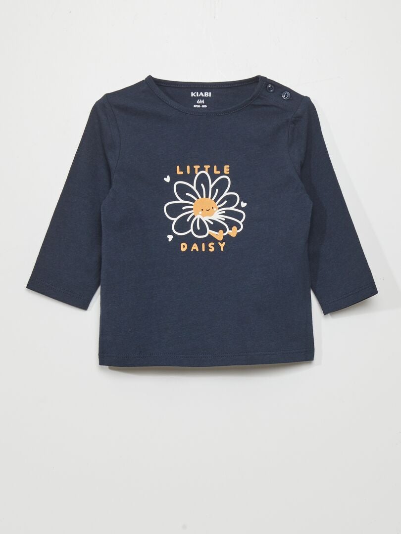 Camiseta estampada de manga larga - Azul marino